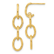 14K Polished Triple Circle Link Dangle Post Earrings