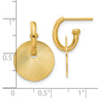 14K Polished and Textured Circle Dangle Post Earrings