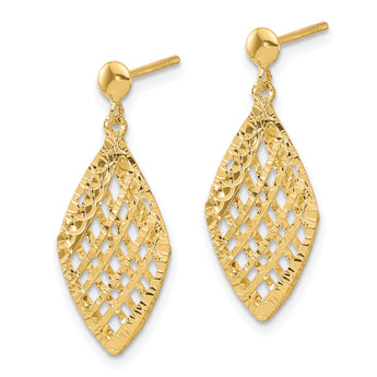 14k Polished D/C Post Dangle Earrings