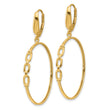 14K Polished Link Design Leverback Hoop Earrings