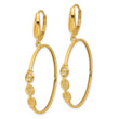 14K Polished Link Design Leverback Hoop Earrings