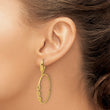 14K Polished Link Design Leverback Hoop Earrings