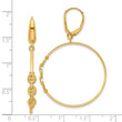 14K Polished Link Design Leverback Hoop Earrings