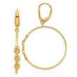 14K Polished Link Design Leverback Hoop Earrings