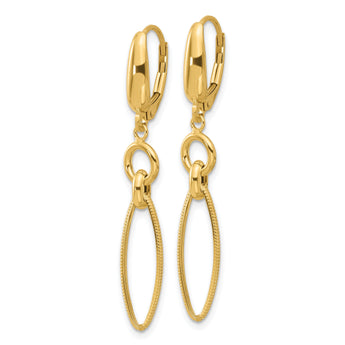 14K Polished/Textured Dangle Earrings