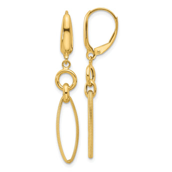 14K Polished/Textured Dangle Earrings