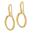 14k Polished Oval Shepherd Hook Dangle Earrings