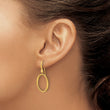 14k Polished Oval Shepherd Hook Dangle Earrings