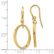 14k Polished Oval Shepherd Hook Dangle Earrings