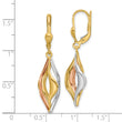 14K Tri-Color Polished Dangle Leverback Earrings