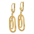 14K Polished Ovals Dangle Leverback Earrings