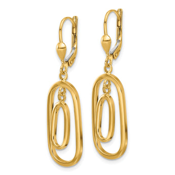 14K Polished Ovals Dangle Leverback Earrings