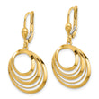 14K Polished and Diamond-cut Circles Dangle Leverback Earrings