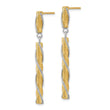 14K Two-tone Polished/Satin/Dia-cut Post Dangle Earrings
