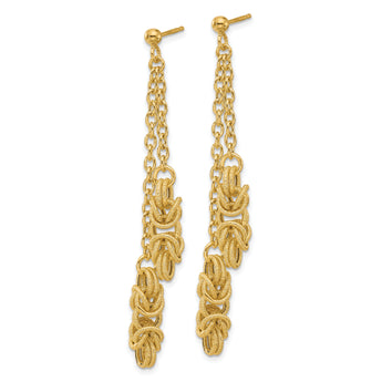 14K Polished and Textured Dangle Post Earrings