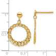 14K Polished and Diamond-cut Circles Dangle Post Earrings