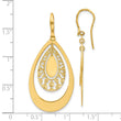 14K Polished and Diamond-cut Teardrop Dangle Earrings
