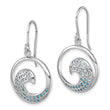 Sterling Silver Rhodium-Plated Polished CZ Wave Dangle Earrings