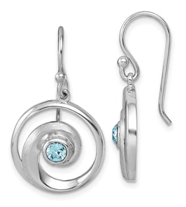 Sterling Silver Rhodium-Plated Polished Crystal Wave Dangle Earrings