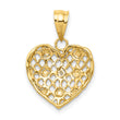 14k and White Rhodium 1/2pt Diamond Heart Pendant
