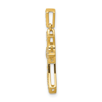 10K  1/6ct. Diamond Fleur de Lis Cross Pendant