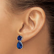 Cheryl M Sterling Silver Rhodium-plated Brilliant-cut Dark Blue CZ Post Dangle Earrings
