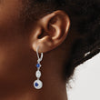 Cheryl M Sterling Silver Rhodium-plated Cushion-cut/Brilliant-cut Blue Glass and Brilliant-cut White CZ Leverback Dangle Earrings