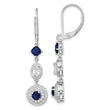Cheryl M Sterling Silver Rhodium-plated Cushion-cut/Brilliant-cut Blue Glass and Brilliant-cut White CZ Leverback Dangle Earrings