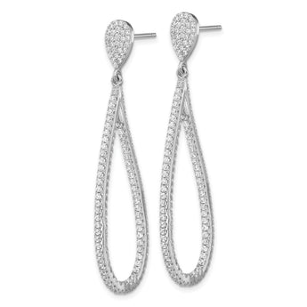 Cheryl M Sterling Silver Rhodium-plated Brilliant-cut CZ In and Out Teardrop Post Dangle Earrings