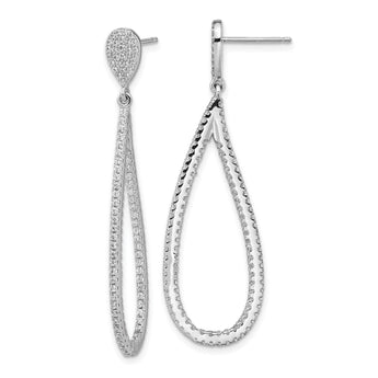 Cheryl M Sterling Silver Rhodium-plated Brilliant-cut CZ In and Out Teardrop Post Dangle Earrings