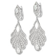 Cheryl M Sterling Silver Rhodium-plated Brilliant-cut CZ Fancy Chandelier Geometric Dangle Omega Back Earrings