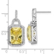 Cheryl M Sterling Silver Rhodium-plated Fancy Yellow Checkerboard-cut and White Brilliant-cut CZ Post Dangle Earrings