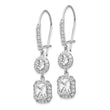 Cheryl M Sterling Silver Rhodium-plated Elongated Cushion-cut and Brilliant-cut CZ Halo Kidney Wire Dangle Earrings