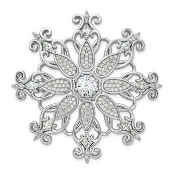 Cheryl M Sterling Silver Rhodium-plated Brilliant-cut & Marquise-cut CZ Snowflake Pin