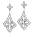 Cheryl M Sterling Silver Rhodium-plated Fancy Floral Design Brilliant-cut CZ Post Dangle Earrings