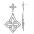 Cheryl M Sterling Silver Rhodium-plated Fancy Floral Design Brilliant-cut CZ Post Dangle Earrings