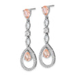 Cheryl M Sterling Silver Rhodium-plated Fancy Brilliant-cut Simulated Morganite/ White Marquise-cut and Brilliant-cut CZ Teardrop Post Dangle Earrings