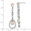 Cheryl M Sterling Silver Rhodium-plated Fancy Brilliant-cut Simulated Morganite/ White Marquise-cut and Brilliant-cut CZ Teardrop Post Dangle Earrings