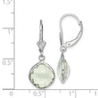 Sterling Silver Rhodium-plated Green Quartz Dangle Lever Back Earrings