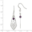 Sterling Silver Antiqued Amethyst Shepherd Hook Earrings