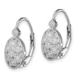 Sterling Silver Rhodium-plated Polished CZ Leverback Earrings