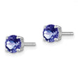 Sterling Silver Rhodium-plated Round Tanzanite Post Earrings