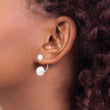 Sterling Silver Rhodium-plated Polished 5-6mm & 8-9mm White Freshwater Cultured Pearl Front & Back Post Dangle Earrings