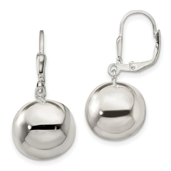 Sterling Silver 14mm Ball Dangle Leverback Earrings