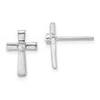 Sterling Silver Rhodium-plated Polished CZ Cross Post Earrings