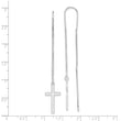 Sterling Silver Rhodium-plated Polished Latin Cross Threader Earrings