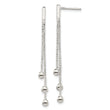 Sterling Silver Polished 3-Strand Chain & Beaded Post Dangle Earrings