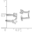 Sterling Silver Rhodium-plated Polished CZ & Star Single Cuff Earring