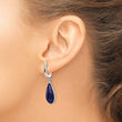 Sterling Silver Rhodium-plated Lapis Teardrop Hinged Earrings