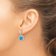 Sterling Silver Rhodium-plated Blue Created Opal CZ Post Earrings